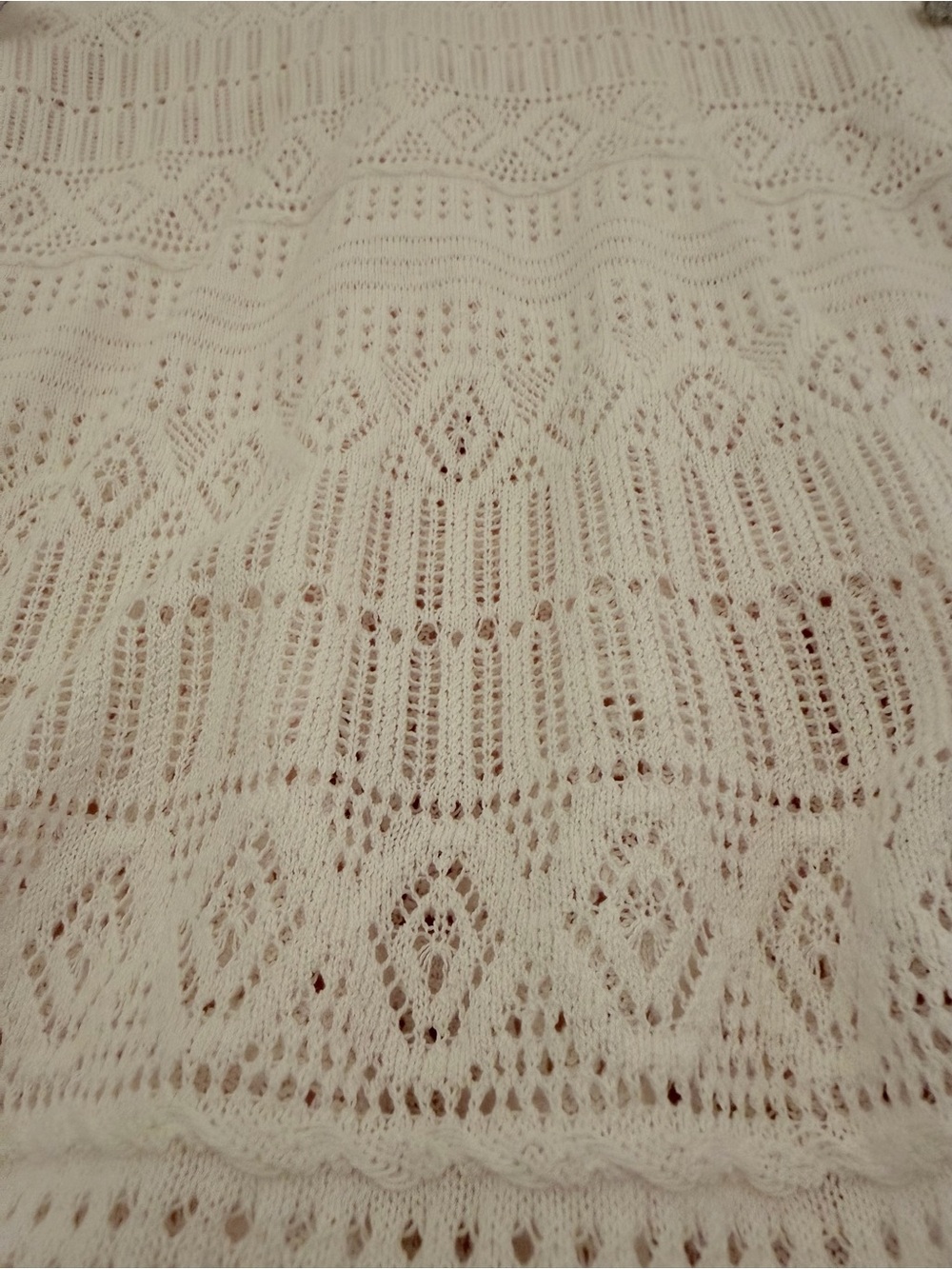 INC International Concepts Cream Lace-Knit Ruffle Long-Sleeve Top - Picture 5 of 5